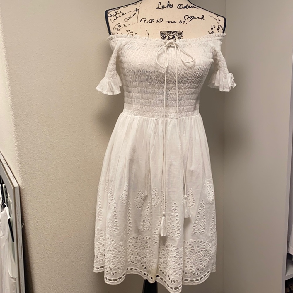 Off the shoulder eyelet dress